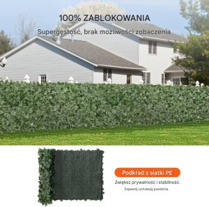 Sztuczny Żywopłot 990 x 2490 mm Mata Osłonowa z Liśćmi Bluszczu 3
