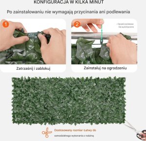Sztuczny Żywopłot 990 x 2490 mm Mata Osłonowa z Liśćmi Bluszczu 5