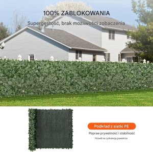 Sztuczny Żywopłot 1500 x 3000 mm Mata Osłonowa z Liśćmi Bluszczu 3