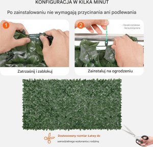 Sztuczny Żywopłot 1500 x 3000 mm Mata Osłonowa z Liśćmi Bluszczu 5