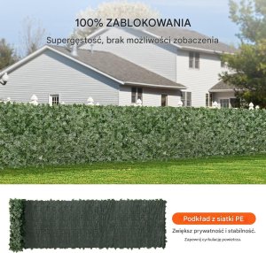 Sztuczny Żywopłot 990 x 5020 mm Mata Osłonowa z Liśćmi Bluszczu 3