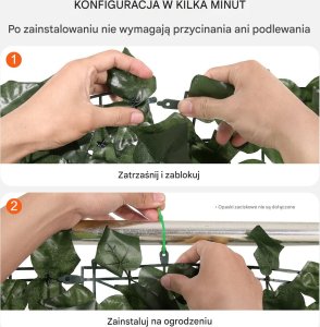 Sztuczny Żywopłot 2440 x 1830 mm Mata Osłonowa z Liśćmi Bluszczu 5