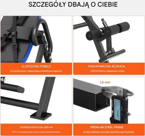 Ławka do ćwiczeń inwersyjnych składana do treningu siłowego i rozciągania 6