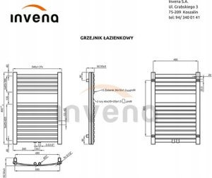 Grzejnik łazienkowy Invena Grzejnik INVENA 800X540 łazienkowy CZARNY 3