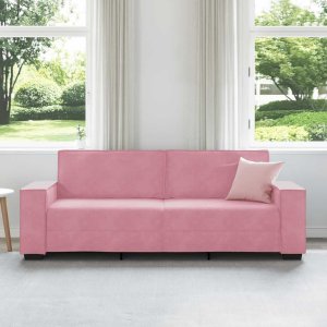 vidaXL Sofa 3-osobowa, różowa, 180 cm, obita aksamitem 3