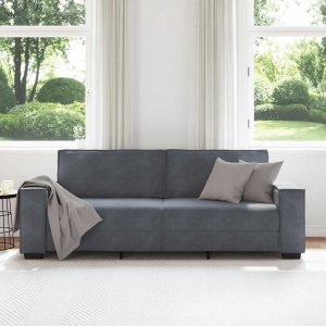 vidaXL Sofa 3-osobowa, ciemnoszara, 180 cm, obita aksamitem 3
