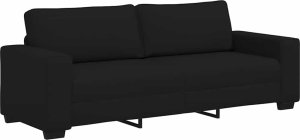 vidaXL Sofa 3-osobowa, czarna, 180 cm, tapicerowana tkaniną 2