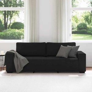 vidaXL Sofa 3-osobowa, czarna, 180 cm, tapicerowana tkaniną 3
