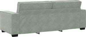 vidaXL vidaXL Sofa 3-osobowa, jasnoszara, 180 cm, tapicerowana aksamitem 6