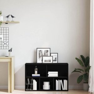 vidaXL Regał biblioteczny Czarny Dąb 50x25x80 cm Drewno klejone 3