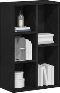 vidaXL Regał biblioteczny Czarny Dąb 50x25x80 cm Drewno klejone 4