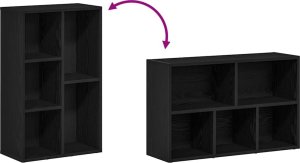vidaXL Regał biblioteczny Czarny Dąb 50x25x80 cm Drewno klejone 8