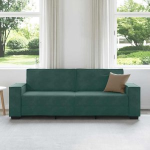 vidaXL Sofa 3-osobowa, ciemnozielony, 180 cm, obita aksamitem 3