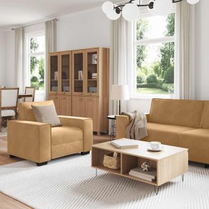 vidaXL 3-częściowy komplet wypoczynkowy, obity aksamitem, brązowy 3