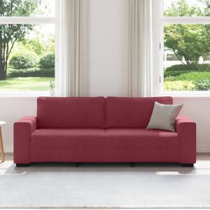 vidaXL Sofa 3-osobowa, winna czerwień, 180 cm, tkaniną 3