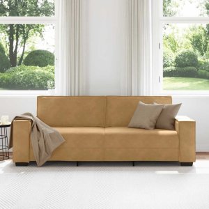 vidaXL Sofa 3-osobowa, brązowa, 180 cm, tapicerowana aksamitem 3