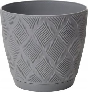 Doniczka platynowa 13,7x14,8cm ECO plastikowa z podstawką Flow Petit 1
