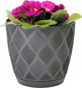 Osłonka antracytowa eco 24,5x26cm klasyczna plastikowa doniczka z podstawką 1
