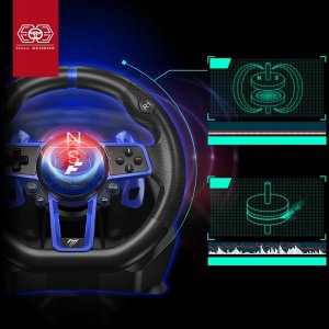 F111 FLASHFIRE Kierownica 900 PC/PS5/Switch z wibracjami 3 pedały 6 biegów 14