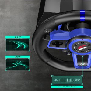 F111 FLASHFIRE Kierownica 900 PC/PS5/Switch z wibracjami 3 pedały 6 biegów 7