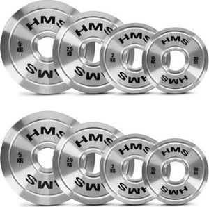 TOS ZESTAW TALERZY OLIMPIJSKICH STALOWYCH KALIBROWANYCH 2 x 1.5 - 5.0 KG (22 KG) HMS 1
