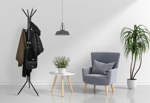 WIESZAK STOJAK PODŁOGOWY NA UBRANIA STOJĄCY LOFT STABILNY CZARNY 3