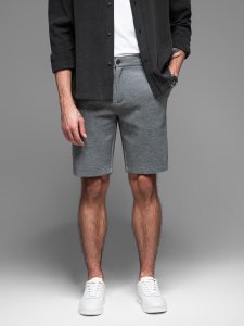 Krótkie spodenki męskie SLIM FIT ze strukturalnej melanżowej dzianiny  czarne V2 OM-SRCS-0166 L 1