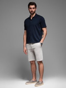 Krótkie spodenki męskie SLIM FIT z melanżowej strukturalnej dzianiny  jasnoszare V5 OM-SRCS-0166 M 2