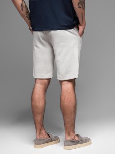 Krótkie spodenki męskie SLIM FIT z melanżowej strukturalnej dzianiny  jasnoszare V5 OM-SRCS-0166 M 7