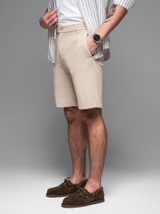 Męskie krótkie spodenki SLIM FIT z melanżowej strukturalnej dzianiny  piaskowe V3 OM-SRCS-0166 L 5