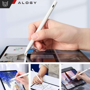 Rysik Alogy Rysik do Apple iPad Pencil z funkcją Palm Rejection Pressure Sensing Tilt Magnetyczny USB-C + 3 zapasowe końcówki Biały 13