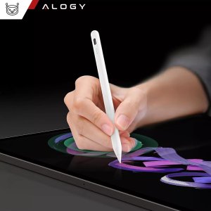 Rysik Alogy Rysik do Apple iPad Pencil z funkcją Palm Rejection Pressure Sensing Tilt Magnetyczny USB-C + 3 zapasowe końcówki Biały 6