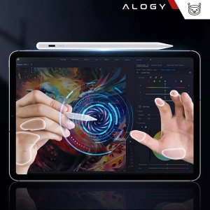 Rysik Alogy Rysik do Apple iPad Pencil z funkcją Palm Rejection Pressure Sensing Tilt Magnetyczny USB-C + 3 zapasowe końcówki Biały 8