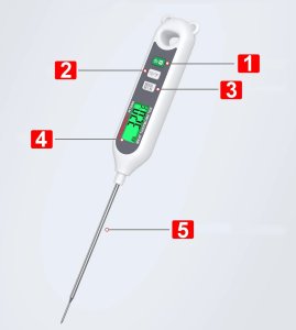 TERMOMETR KUCHENNY CYFROWY DO ŻYWNOŚCI MIĘSA GOTOWANIA SZPILKOWY -50 +300C 10
