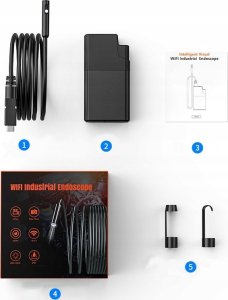 KAMERA INSPEKCYJNA ENDOSKOP SZTYWNY 5M PRZEWÓD 8 LED DUAL 5.5mm Android iOS 10