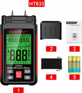 WILGOTNOŚCIOMIERZ MIERNIK WILGOTNOŚCI DREWNA POWIETRZA %RH MAT. BUDOWLANYCH 11