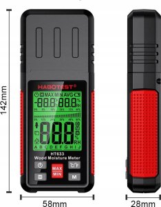 WILGOTNOŚCIOMIERZ MIERNIK WILGOTNOŚCI DREWNA POWIETRZA %RH MAT. BUDOWLANYCH 10