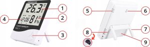HIGROMETR TERMOMETR POKOJOWY ZEGAR - STACJA POGODY 8