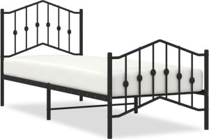 Metalowa Rama Łóżka Z Wezgłowiem I Zanóżkiem,Czarna, 80X200 Cm 1