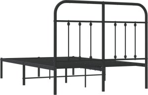 Metalowa Rama Łóżka Z Wezgłowiem, Czarna, 120X190 Cm 8