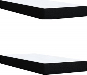 Łóżko Kontynentalne Z Materacem, Czarne, Tkanina, 200X200 Cm 9