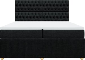Łóżko Kontynentalne Z Materacem, Czarne, Tkanina, 200X200 Cm 4