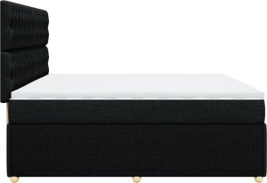 Łóżko Kontynentalne Z Materacem, Czarne, Tkanina, 200X200 Cm 5