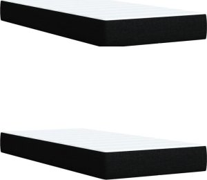 Łóżko Kontynentalne Z Materacem, Czarne, Tkanina, 200X200 Cm 9