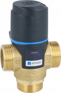 Afriso Afriso ATM 563 zestaw - termostatyczny zawór mieszający + śrubunki przyłączeniowe (mieszanie boczne, DN20 G1"; 35 C - 60 C; Kvs = 2,5) 12 563 44 2