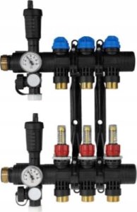 Afriso PROCALIDA EF1 poliamidowy 3 obwodowy rozdzielacz do ogrzewania podłogowego z zaworami termostatycznymi i przepływomierzami 81 363 2