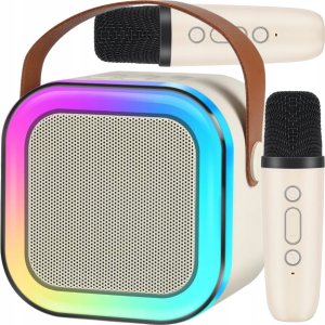 PRZENOŚNY ZESTAW KARAOKE GŁOŚNIK BLUETOOTH RGB DWA MIKROFONY USB MINI JACK 1
