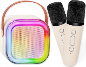 PRZENOŚNY ZESTAW KARAOKE GŁOŚNIK BLUETOOTH RGB DWA MIKROFONY USB MINI JACK 3