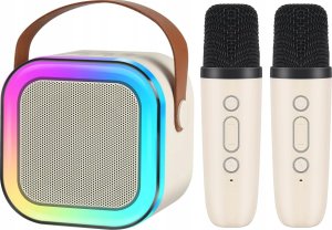 PRZENOŚNY ZESTAW KARAOKE GŁOŚNIK BLUETOOTH RGB DWA MIKROFONY USB MINI JACK 4