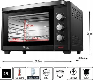 PIEKARNIK ELEKTRYCZNY ROŻEN GRILL TIMER TERMOOBIEG 45L 2000W 9